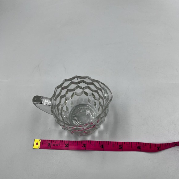 Vintage Fostoria MidCentury Modern MCM Jeannette Clear Glass Cube Creamer Dish - Picture 5 of 8